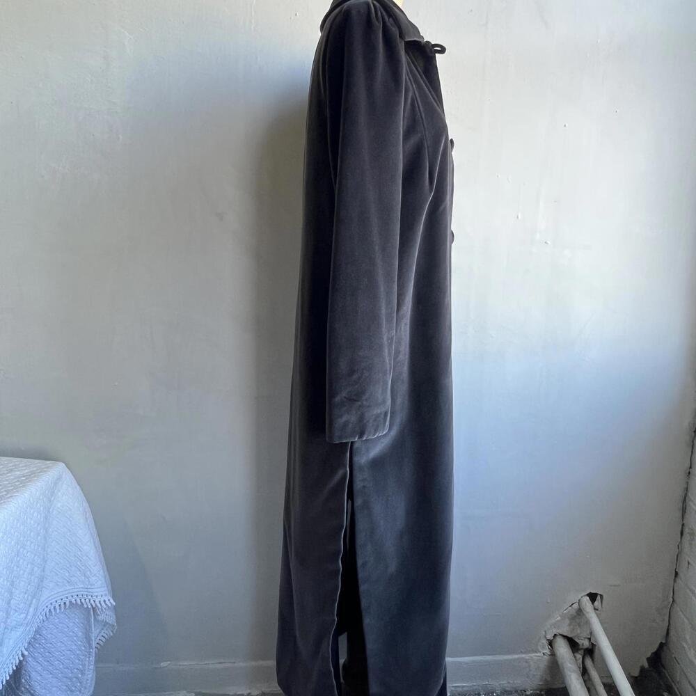 Vintage Grey Velvet Opera Coat Maxi Duster Whimsigoth Goth Evening Handmade 90s